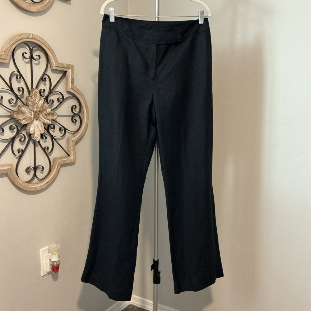 Women Pants Sz 10 Dark Navy Blue Rayon Silk Blend Old Money Soft Unbranded